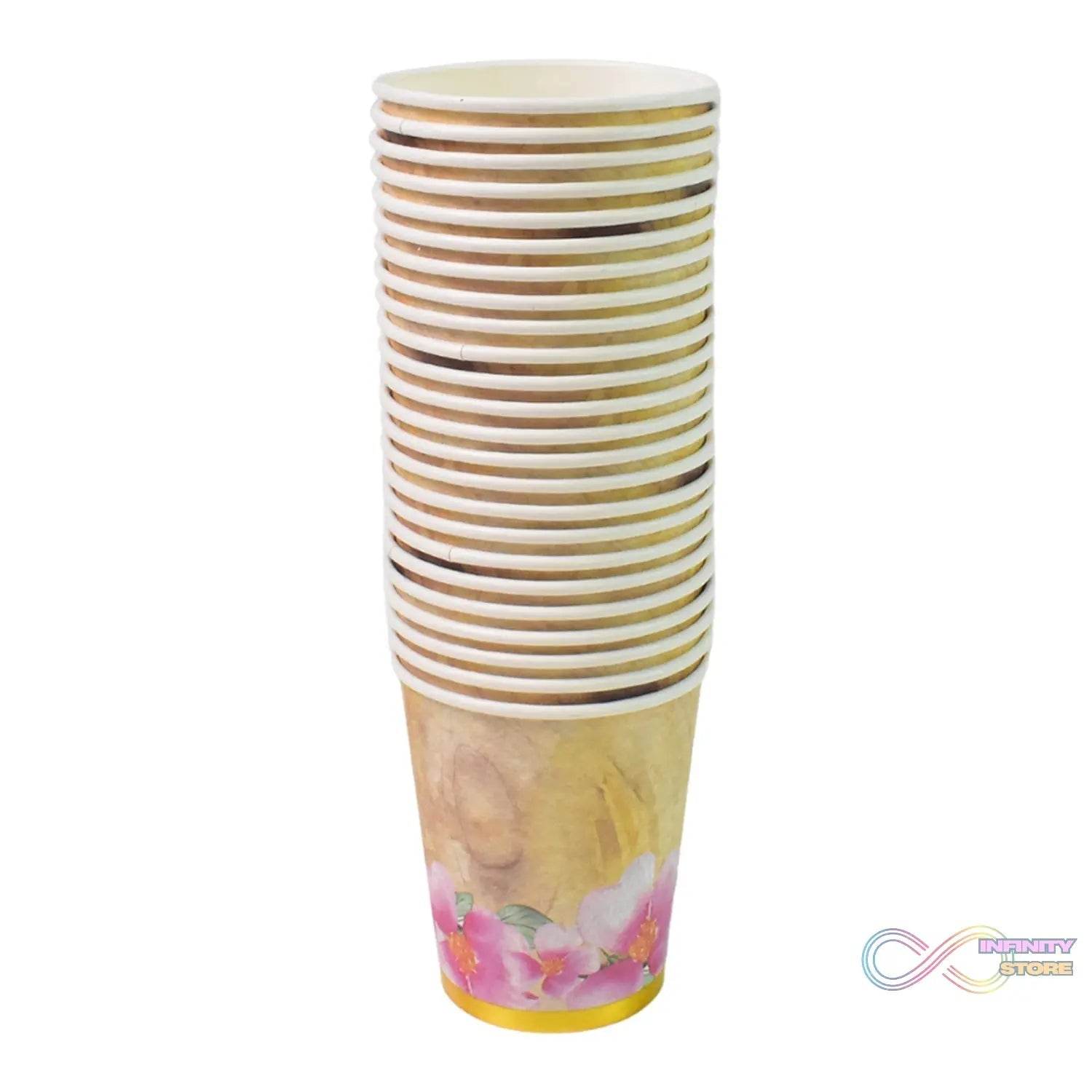 Disposable Paper Cups, Disposable Tea, Coffee Cups (24 Pcs Set / Mix Color & Design) - infinityexculsivestore.com