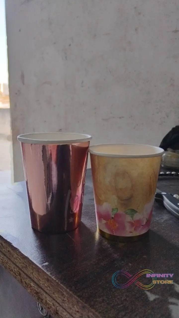 Disposable Paper Cups, Disposable Tea, Coffee Cups (24 Pcs Set / Mix Color & Design) - infinityexculsivestore.com