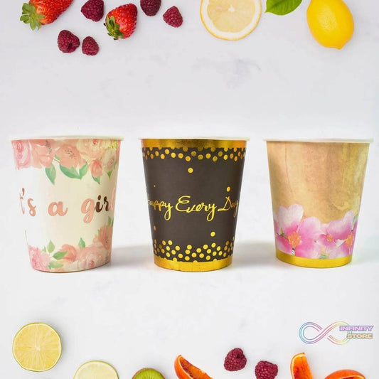 Disposable Paper Cups, Disposable Tea, Coffee Cups (3 Pcs Set / Mix Color) - infinityexculsivestore.com