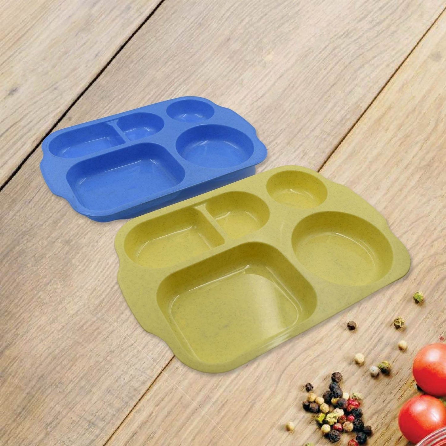 Divided Plates, 5 Compartments 32 CM Split Plates, Shatterproof Separating Plates For Kids And Adults, Microwave and Dishwasher Tableware Set, Multi-Colour, Modern (4 Pc Set) - infinityexculsivestore.com