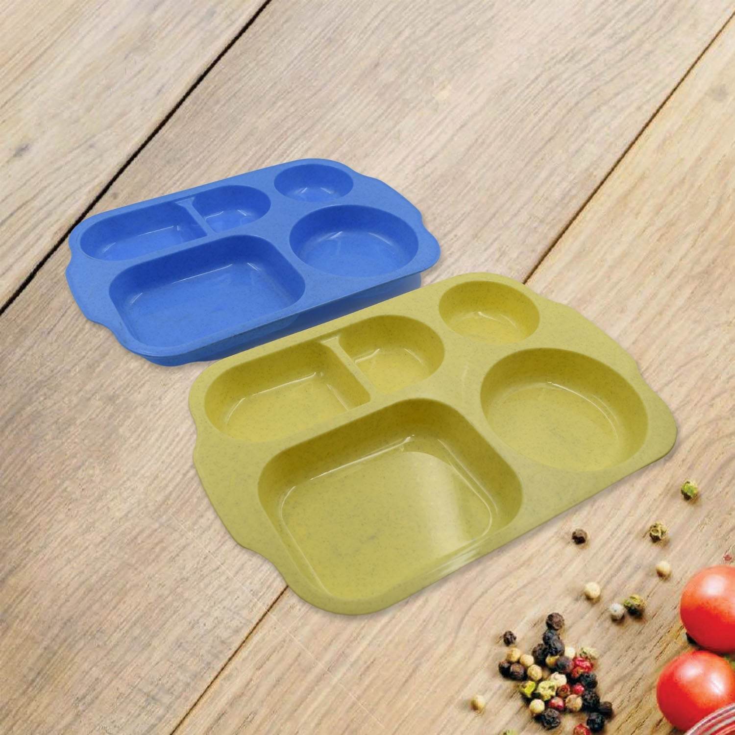 Divided Plates, 5 Compartments 32 CM Split Plates, Shatterproof Separating Plates For Kids And Adults, Microwave and Dishwasher Tableware Set, Multi-Colour, Modern (4 Pc Set) - infinityexculsivestore.com