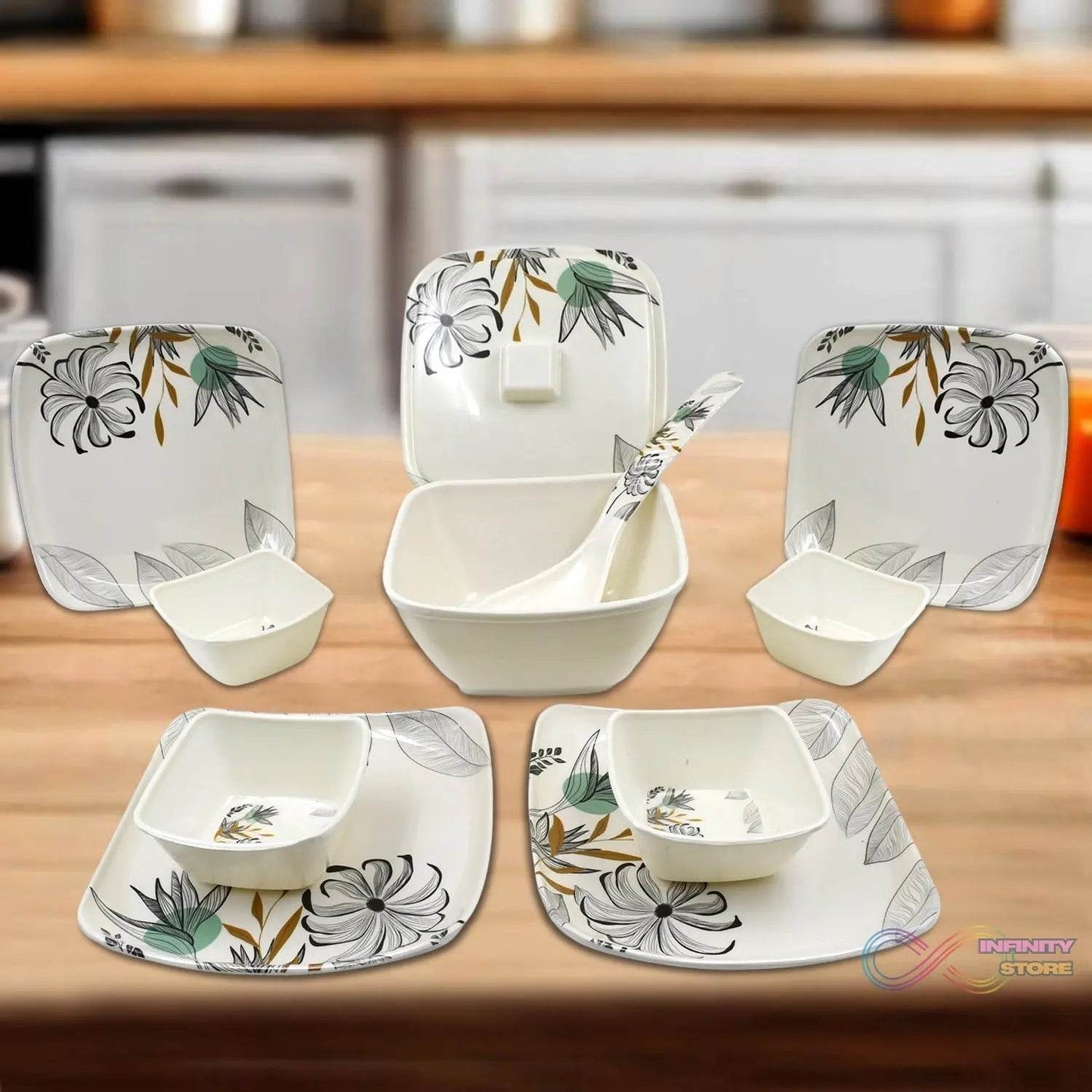Divine lunch Tableware, Dinner Set (11 Pcs Set) - infinityexculsivestore.com