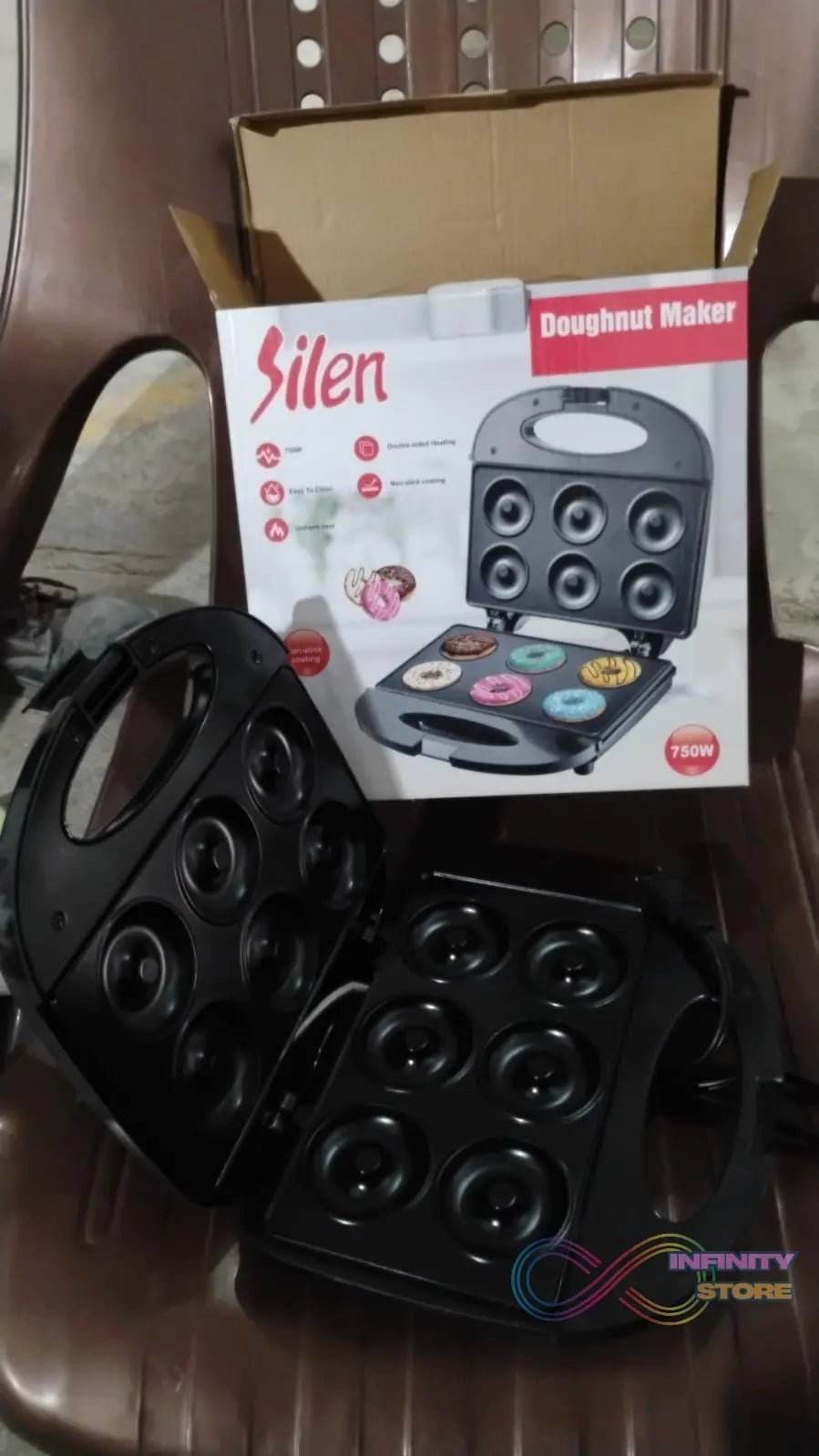 Donut Maker Machine 750W Electric Donut Maker 6pcs Circle Shaped cavity (1 Pc / With 2 PIN Plug Converter 1 Pc ) - infinityexculsivestore.com