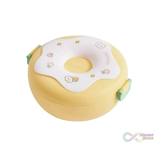 Donut Shaped Double Insulated 3 Compartment Lunch Box (1 Pc / Mix Color) - infinityexculsivestore.com