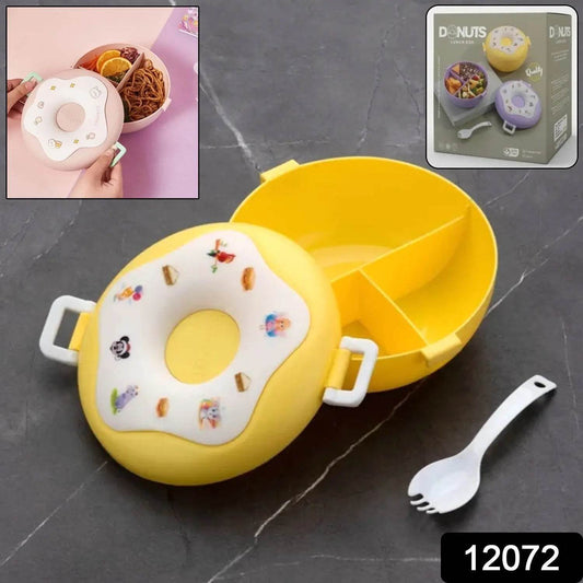 Donut Shaped Double Insulated 3 Compartment Lunch Box (1 Pc / Mix Color) - infinityexculsivestore.com