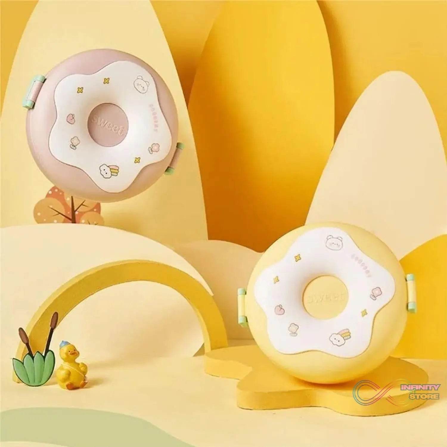 Donut Shaped Double Insulated 3 Compartment Lunch Box (1 Pc / Mix Color) - infinityexculsivestore.com