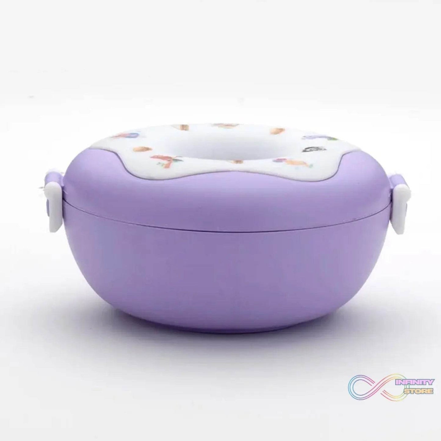 Donut Shaped Double Insulated 3 Compartment Lunch Box (1 Pc / Mix Color) - infinityexculsivestore.com
