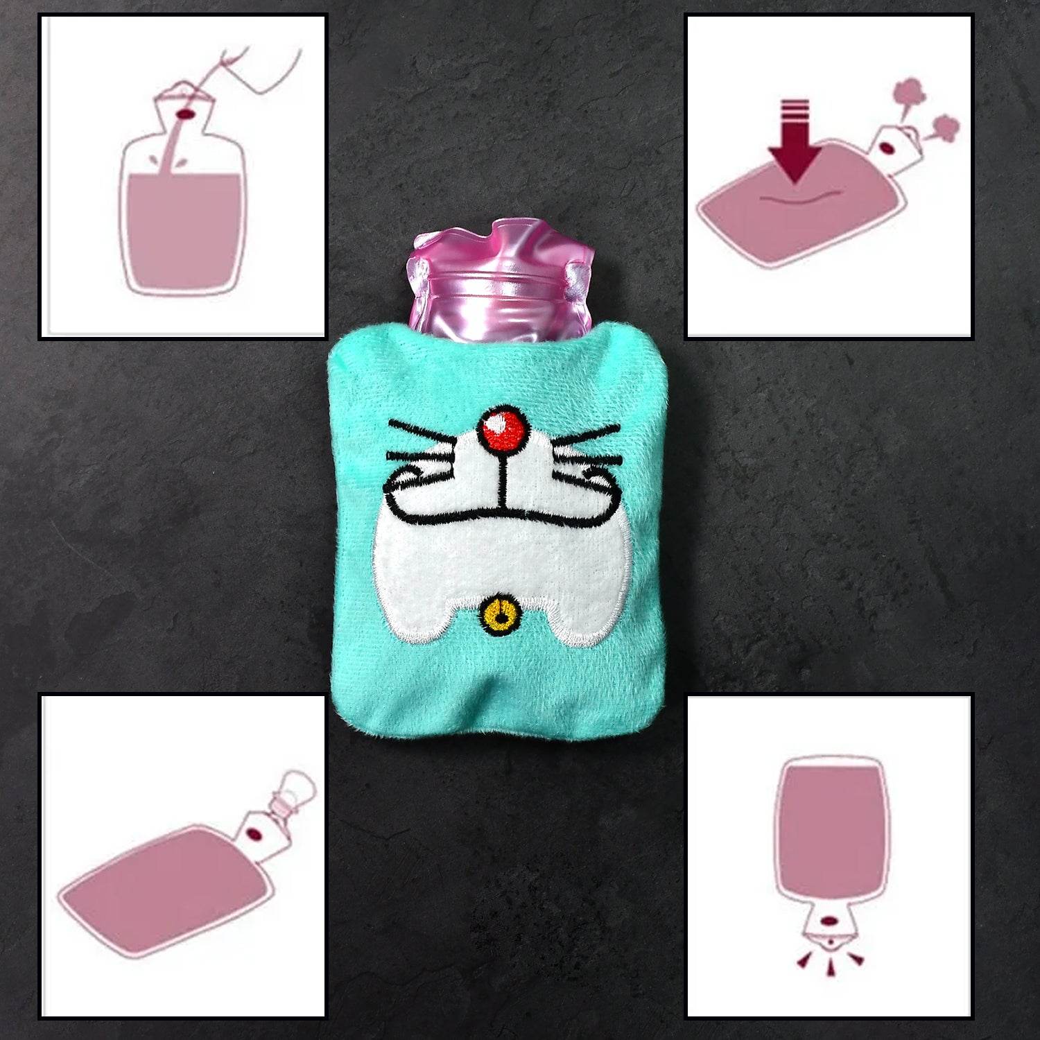 Doremon Cartoon Small Hot Water Bag with Cover for Pain Relief - infinityexculsivestore.com