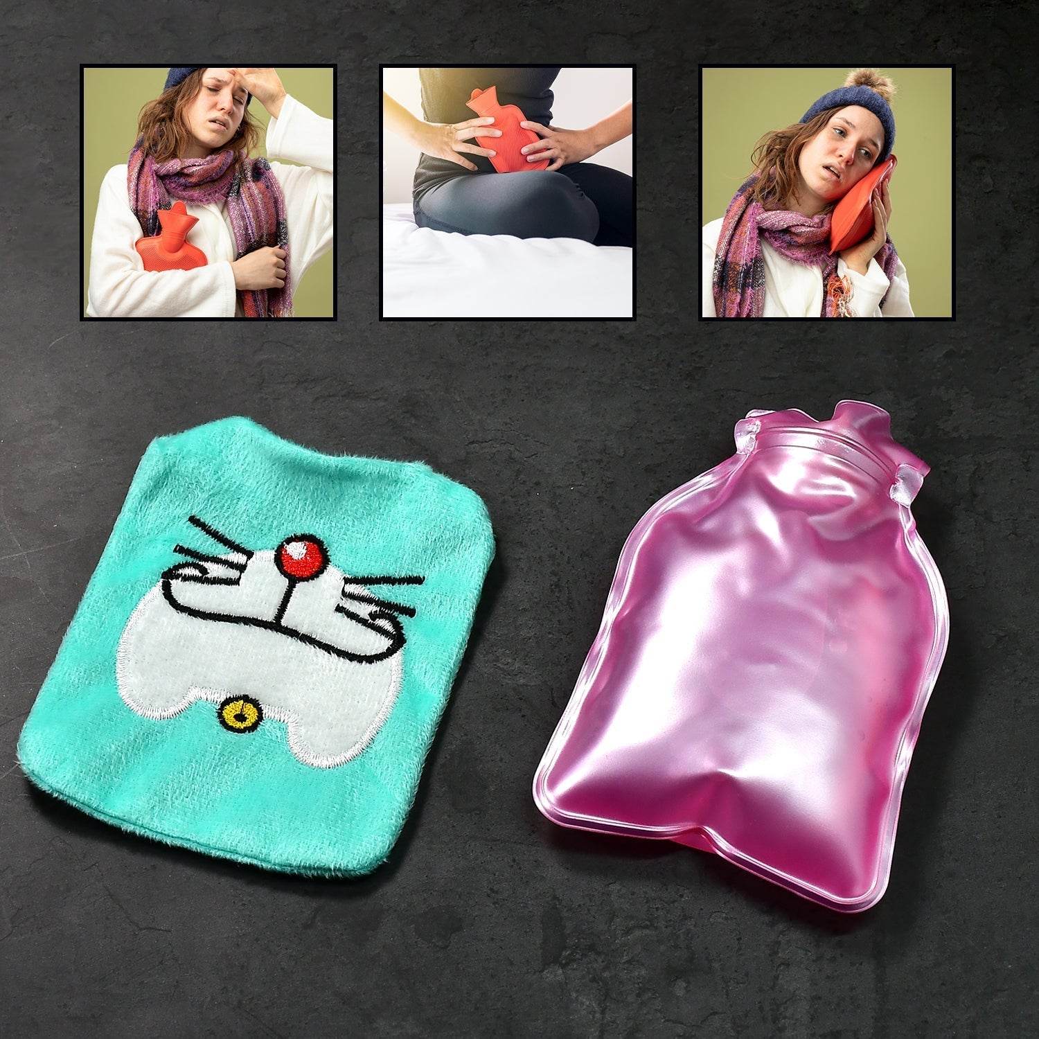 Doremon Cartoon Small Hot Water Bag with Cover for Pain Relief - infinityexculsivestore.com