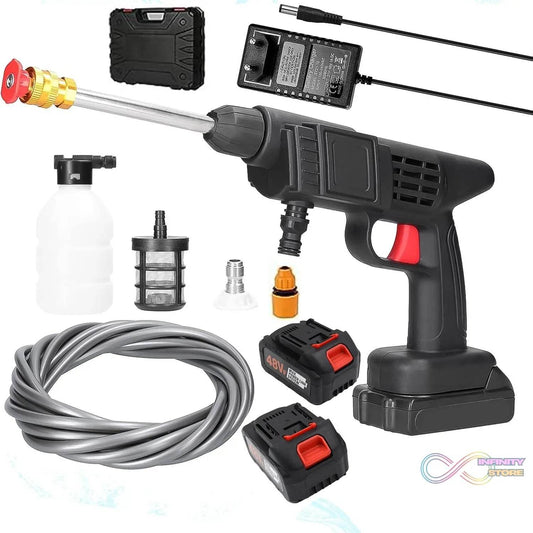 Double Battery 48V Rechargeable Electric, Car Washer Gun (1 Set) - infinityexculsivestore.com