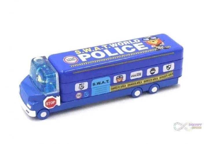 Double Decker Magic Truck Compass Multi Level Metal Truck Compass Pencil Case with Movable Wheels & Sharpener (Mix Design) - infinityexculsivestore.com