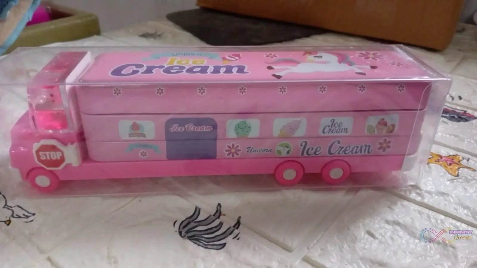 Double Decker Magic Truck Compass Multi Level Metal Truck Compass Pencil Case with Movable Wheels & Sharpener (Mix Design) - infinityexculsivestore.com