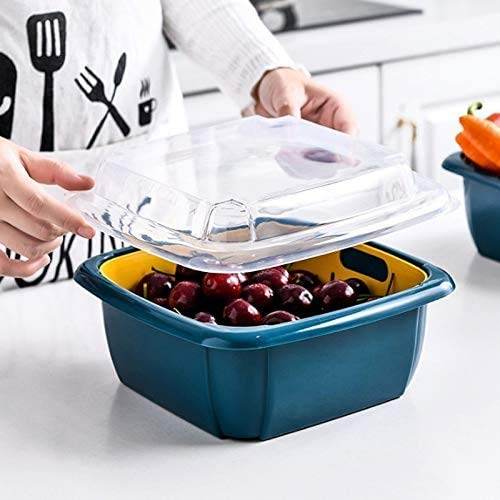 Double Layer Food Drainer Washing Basket with Collapsible Strainers Colander - infinityexculsivestore.com