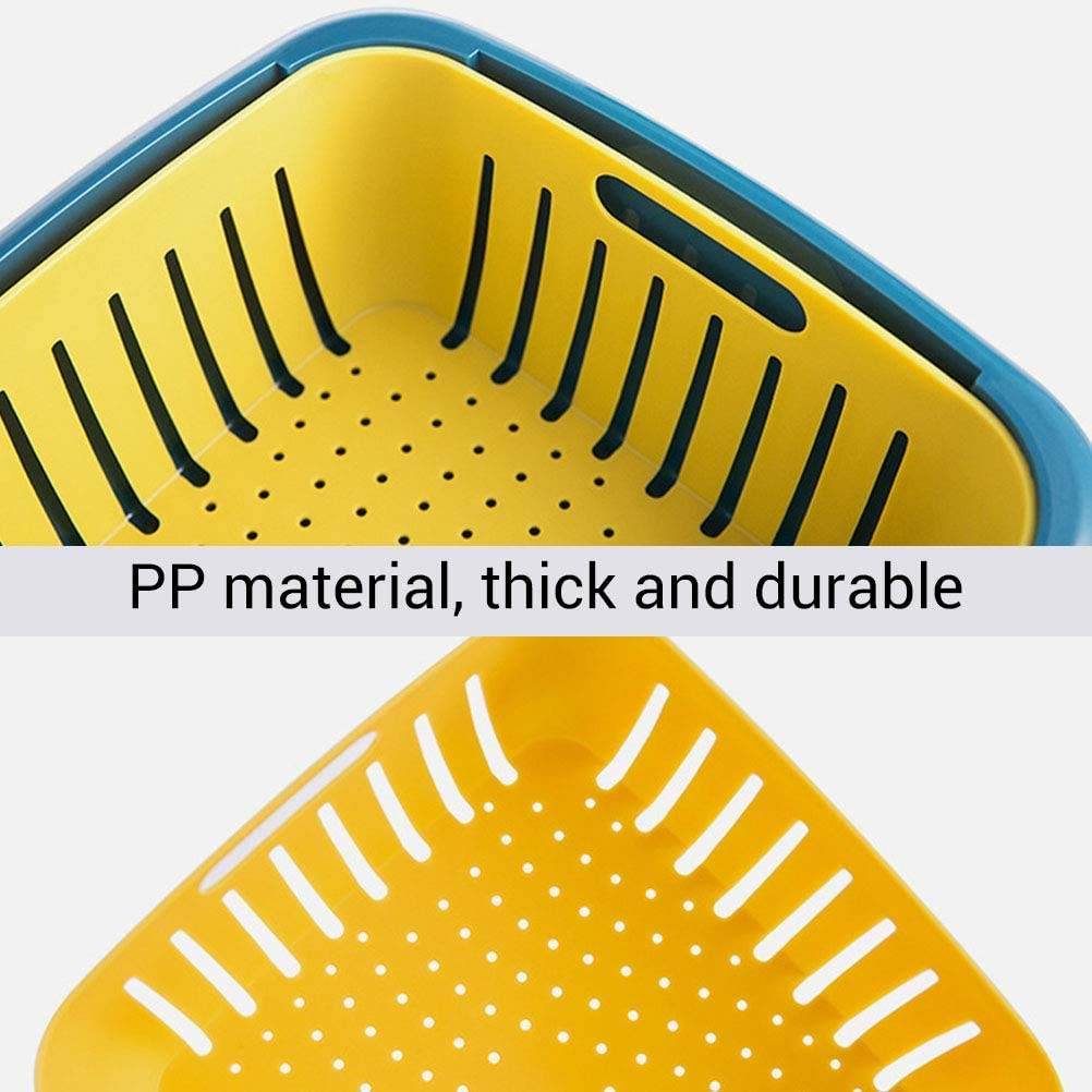 Double Layer Food Drainer Washing Basket with Collapsible Strainers Colander - infinityexculsivestore.com