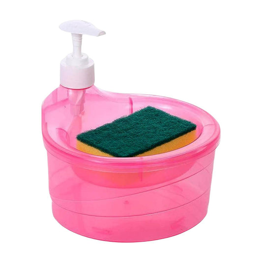 Double Layer Liquid soap Dispenser with Pump and Sponge, Practical for Hotel Sink Clear, Soap Dispensing Liquid Pump Bottle for Home, Kitchen Rectangle ( 2 in 1 ) - infinityexculsivestore.com