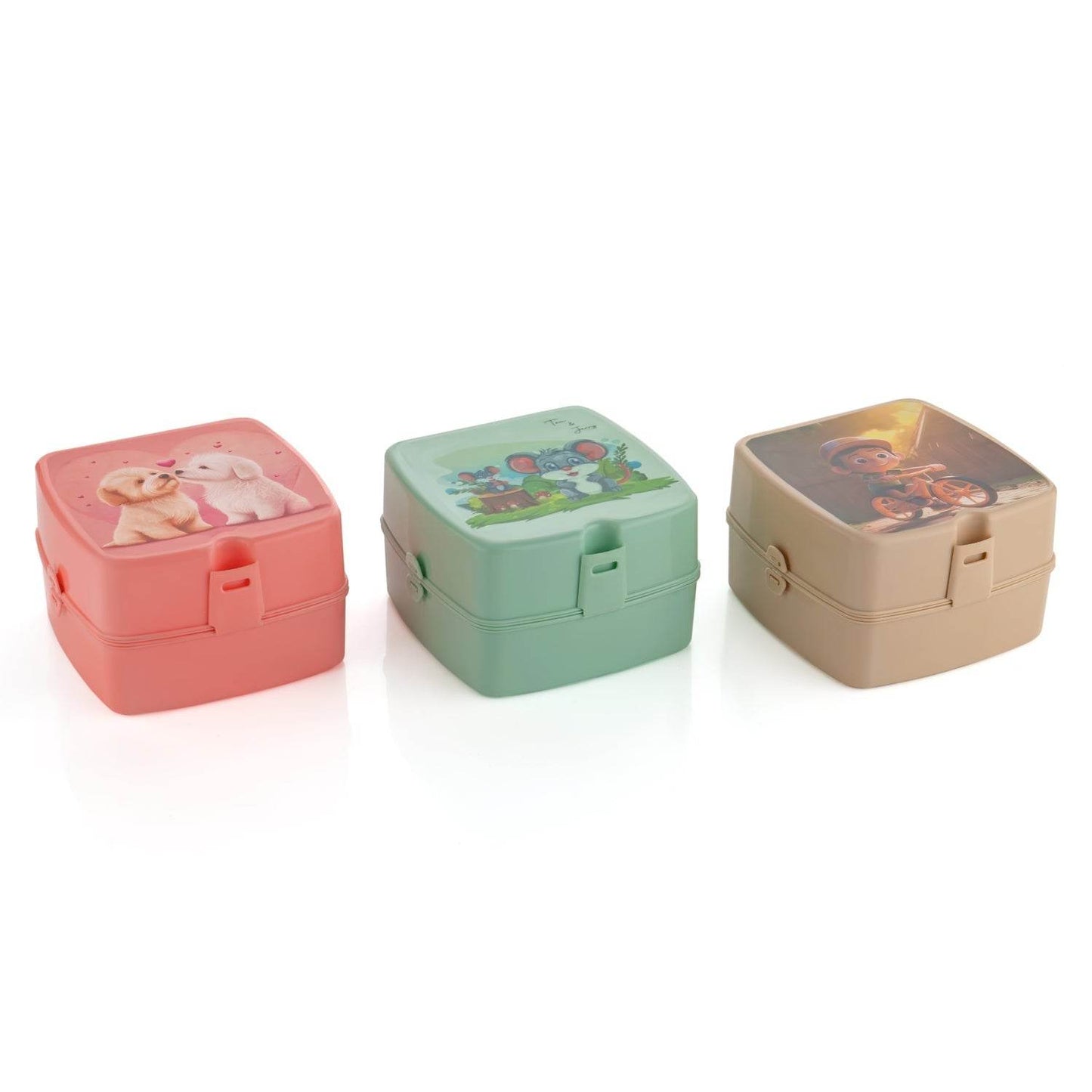 Double-Layer Square Lunch Box with Spoon , 4 Compartment Tiffin & Push Lock , Plastic Tiffin Box for Travelling, School Kids & Office Exclusive, Home - infinityexculsivestore.com