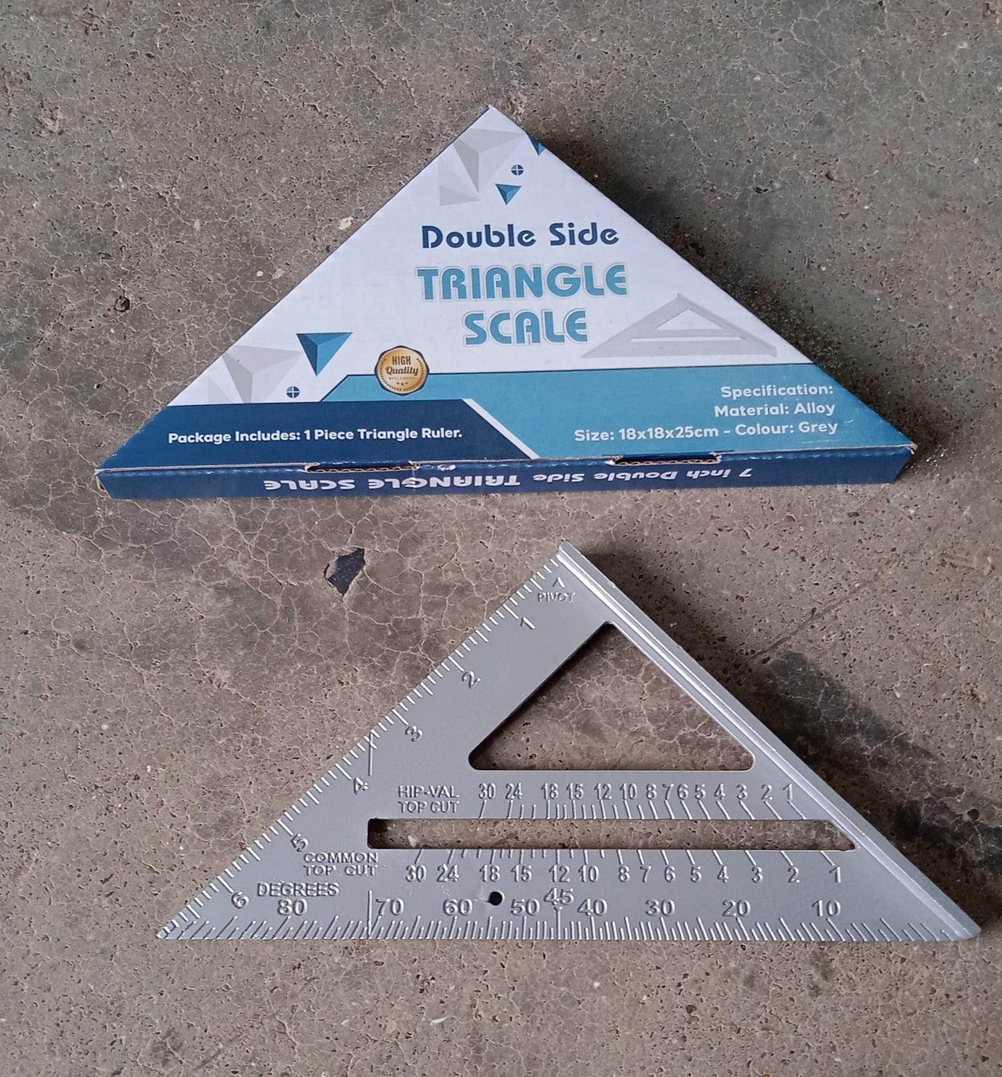 Double Side Scale Triangle Measurement Hand Tool, 45 Degree Triangle Ruler, Home for Industry, Aluminum Alloy Rafter Square 7-Inch Length - infinityexculsivestore.com
