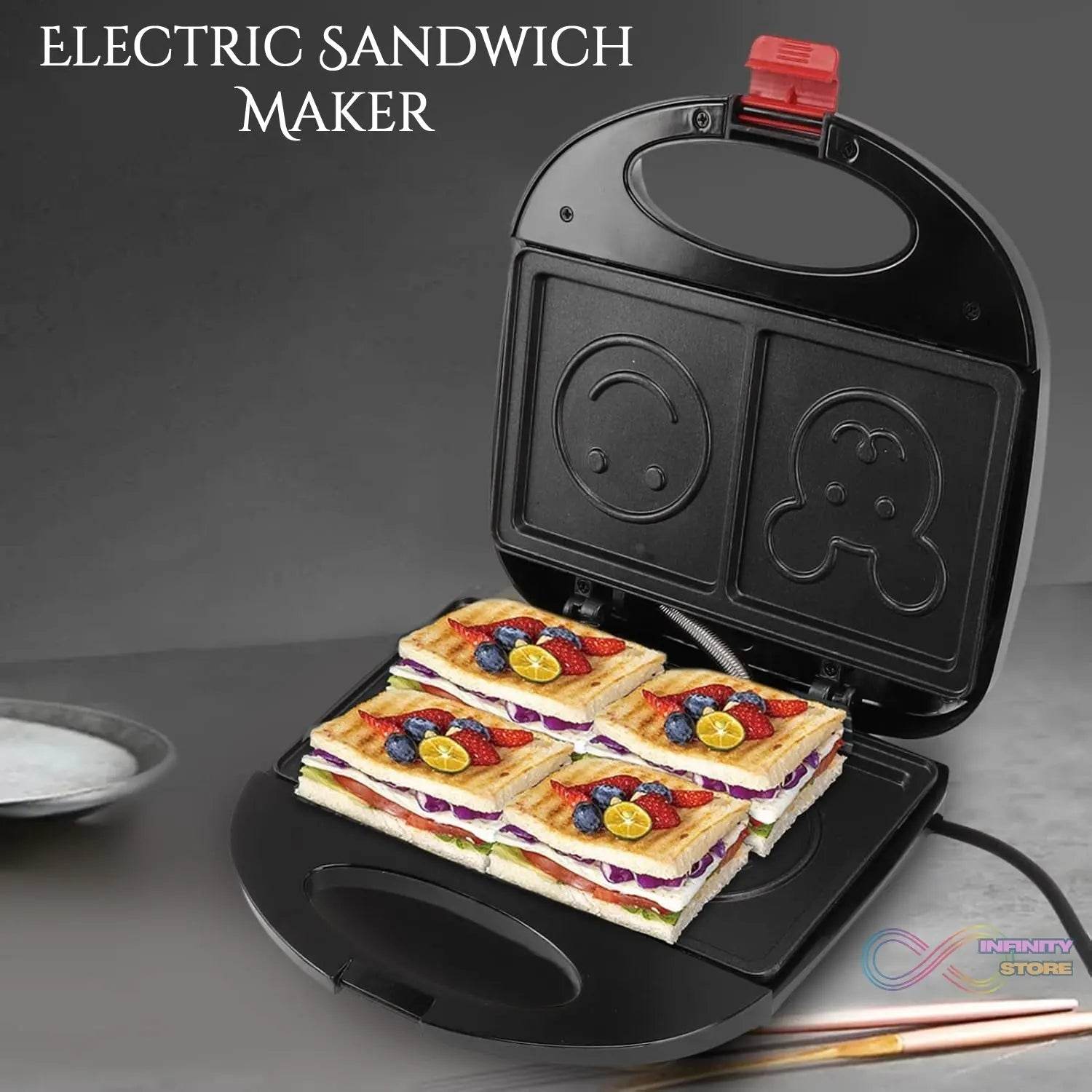 Double Sided Heating 750W Electric Sandwich Maker (1 Pc) - infinityexculsivestore.com