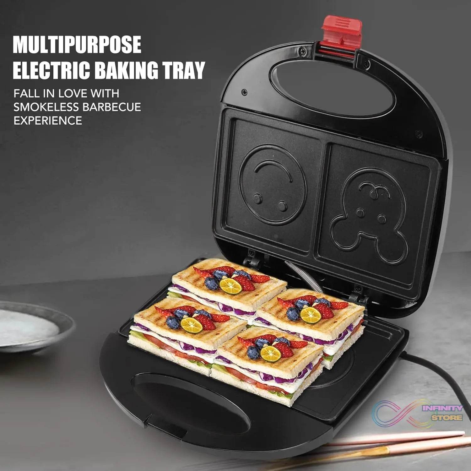 Double Sided Heating 750W Electric Sandwich Maker (1 Pc) - infinityexculsivestore.com