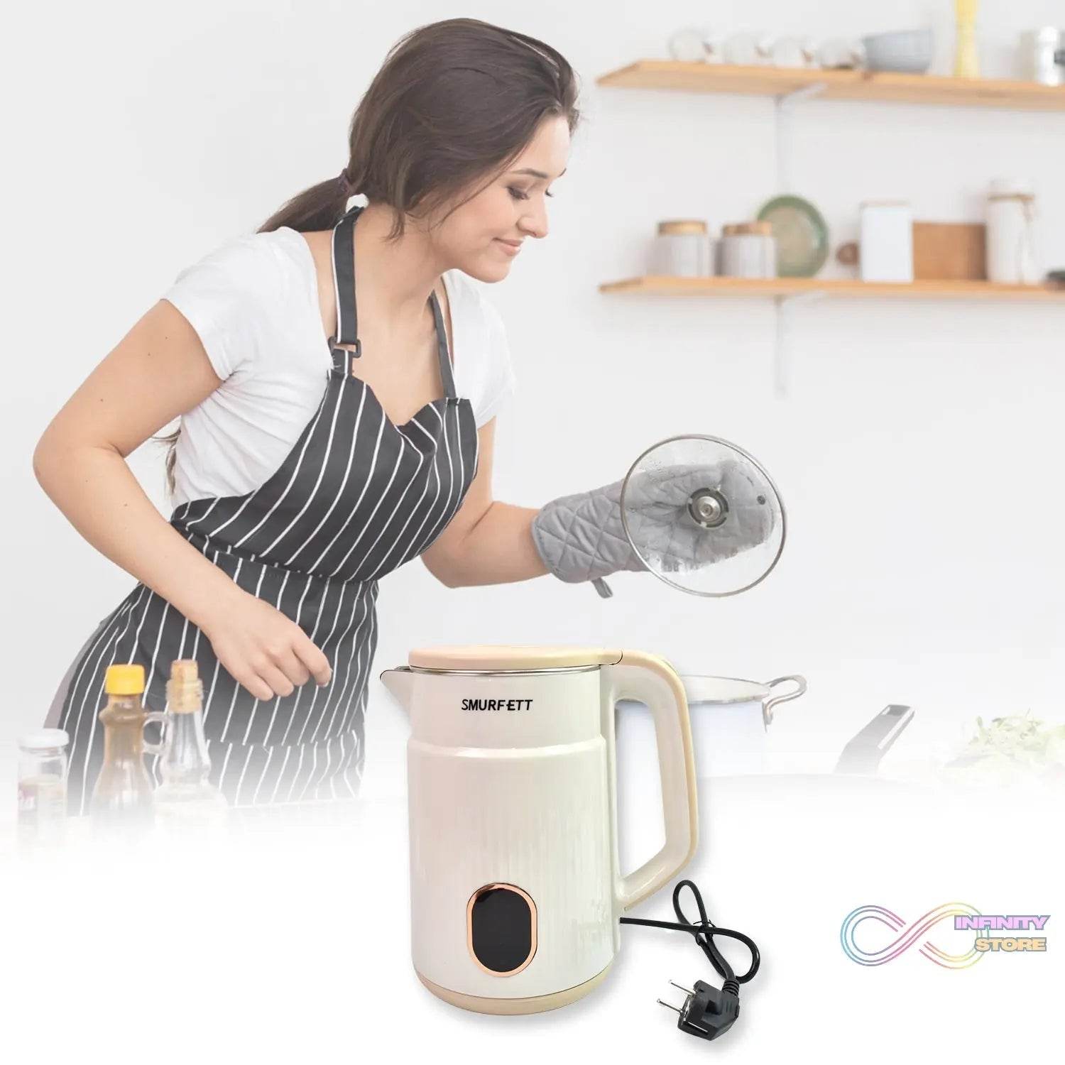 Double Wall Stainless Steel Electric Cordless Tea Kettle (1500W / 2.3 Ltr.) - infinityexculsivestore.com