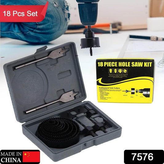 Drill Hole Cutter, Carbon Steel High Accuracy Incisive Hole Saw for Cutting PCV for Cutting Plastic for Cutting Wood Hole Saw Kit (18 Pcs Set) - infinityexculsivestore.com
