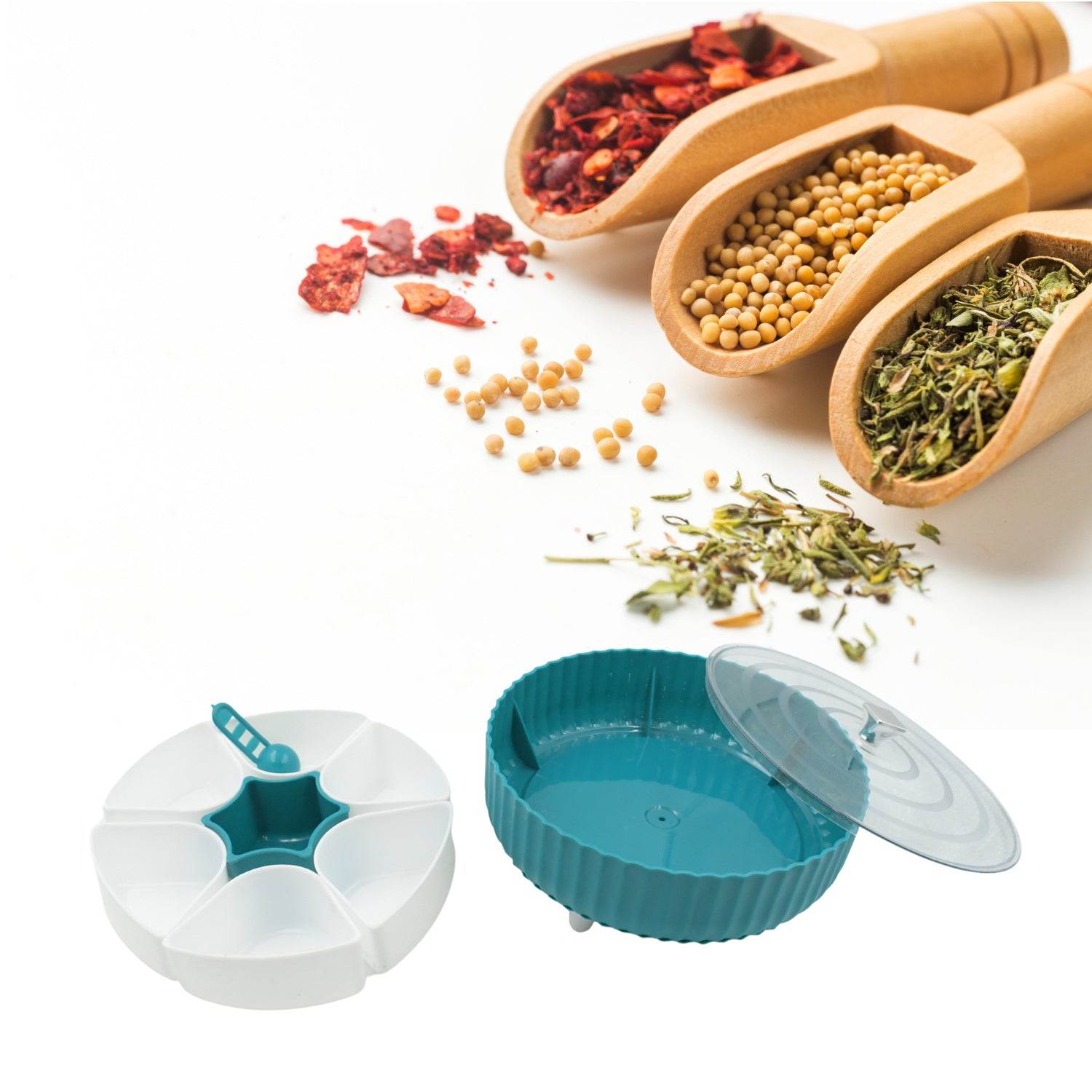 Dry Fruit & Snack Organizer: 360° Revolving Box (7 Compartments, Airtight) - infinityexculsivestore.com