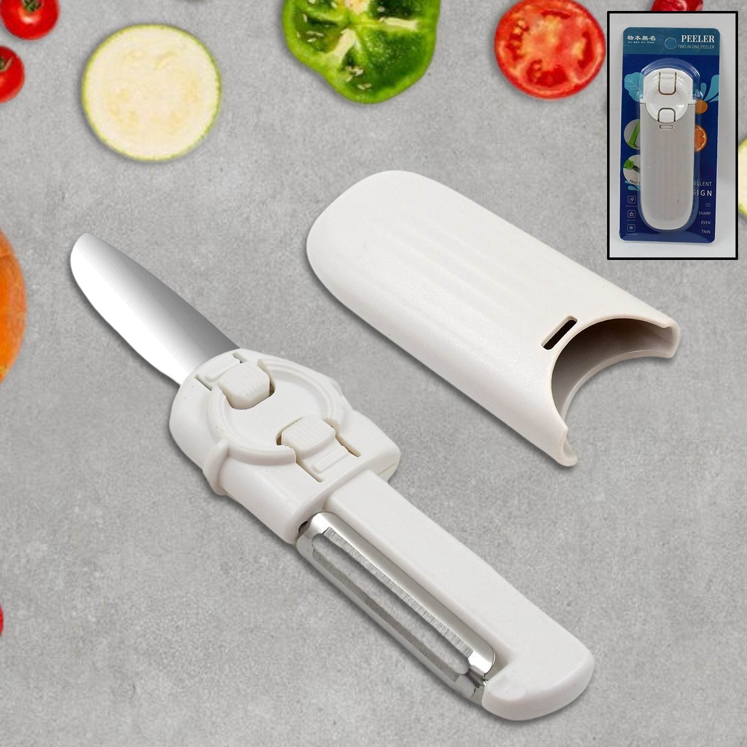 Dual-Use Knife and Peeler, 2-in-1 Stainless Steel Blades Wiith case (1 Pc) - infinityexculsivestore.com