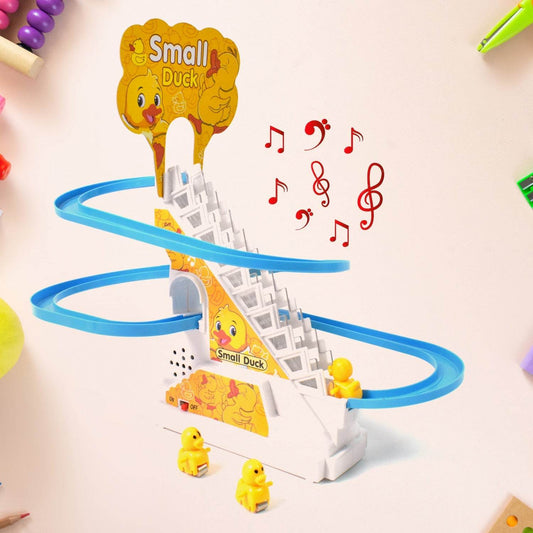 Duck Climb Stairs Toy Roller Coaster with Flashing Lights & Music (3 Ducks) - infinityexculsivestore.com