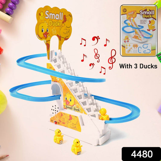 Duck Climb Stairs Toy Roller Coaster with Flashing Lights & Music (3 Ducks) - infinityexculsivestore.com