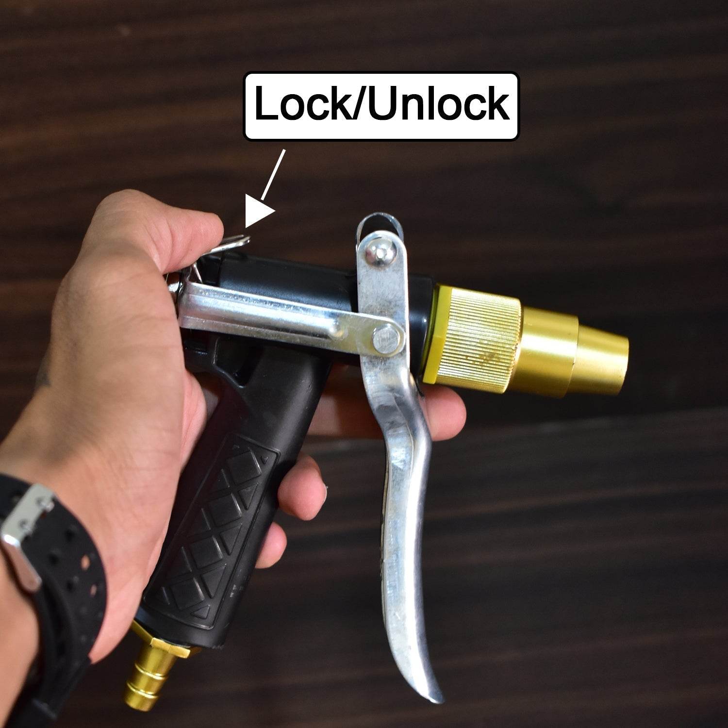 Durable Gold Color Trigger Hose Nozzle Water Lever Spray - infinityexculsivestore.com