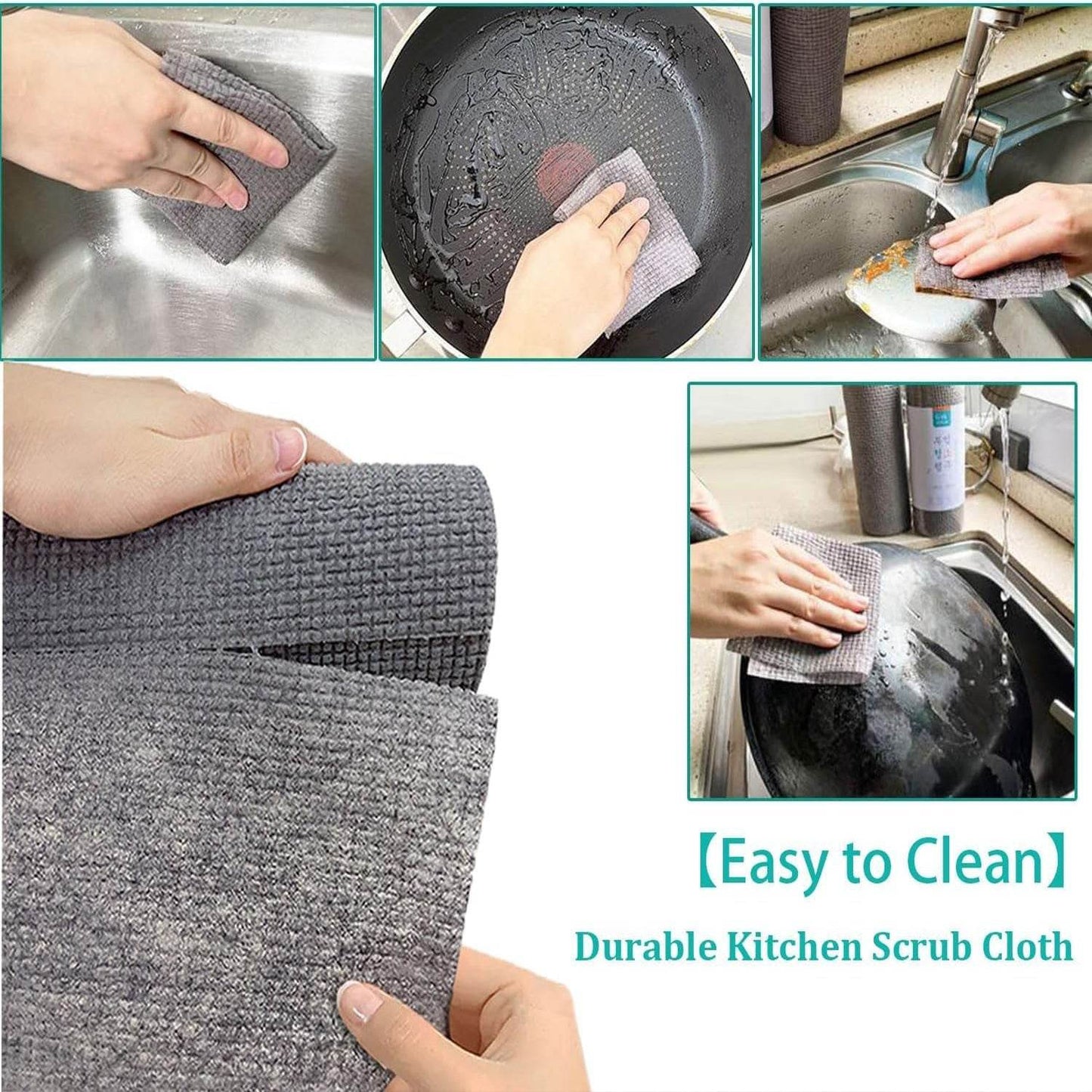 Durable Kitchen Scrub Cloth, Microfiber Cleaning Cloth Roll, Kitchen Wear-Resistant Cloth 20×22cm, Multipurpose Cleaning Cloths for Kitchen (1pc) - infinityexculsivestore.com
