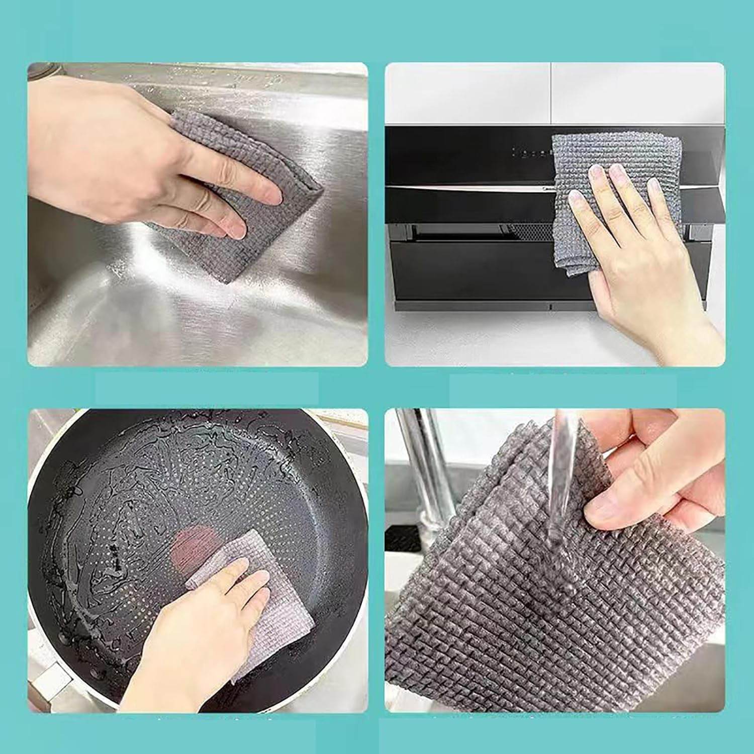 Durable Kitchen Scrub Cloth, Microfiber Cleaning Cloth Roll, Kitchen Wear-Resistant Cloth 20×22cm, Multipurpose Cleaning Cloths for Kitchen (1pc) - infinityexculsivestore.com