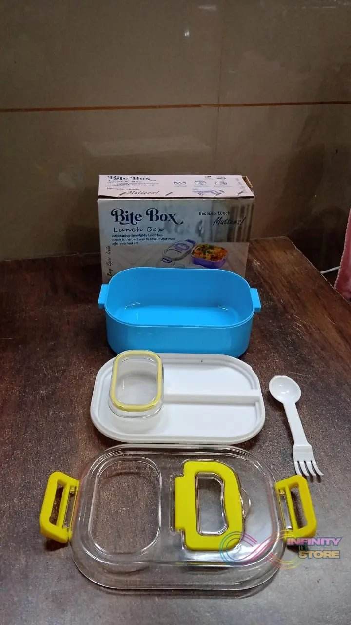 Durable Plastic Lunch box for Kids With 2 in 1 Spoon, Fork (1 Pc) - infinityexculsivestore.com