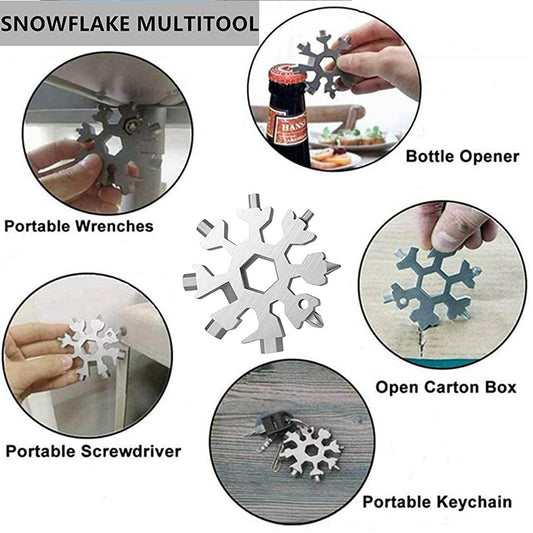 Durable & Portable 18 in 1 Snowflake Multi-Tool, Snowflake Bottle Opener Flat Phillips Screwdriver Kit Wrench - infinityexculsivestore.com