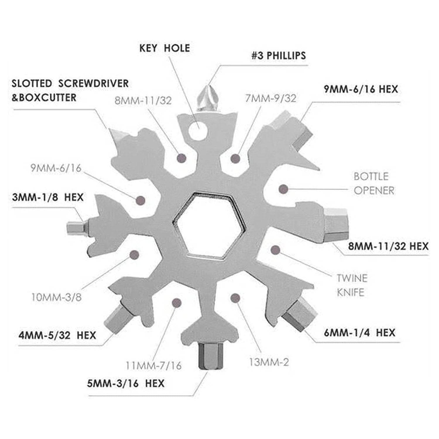 Durable & Portable 18 in 1 Snowflake Multi-Tool, Snowflake Bottle Opener Flat Phillips Screwdriver Kit Wrench - infinityexculsivestore.com