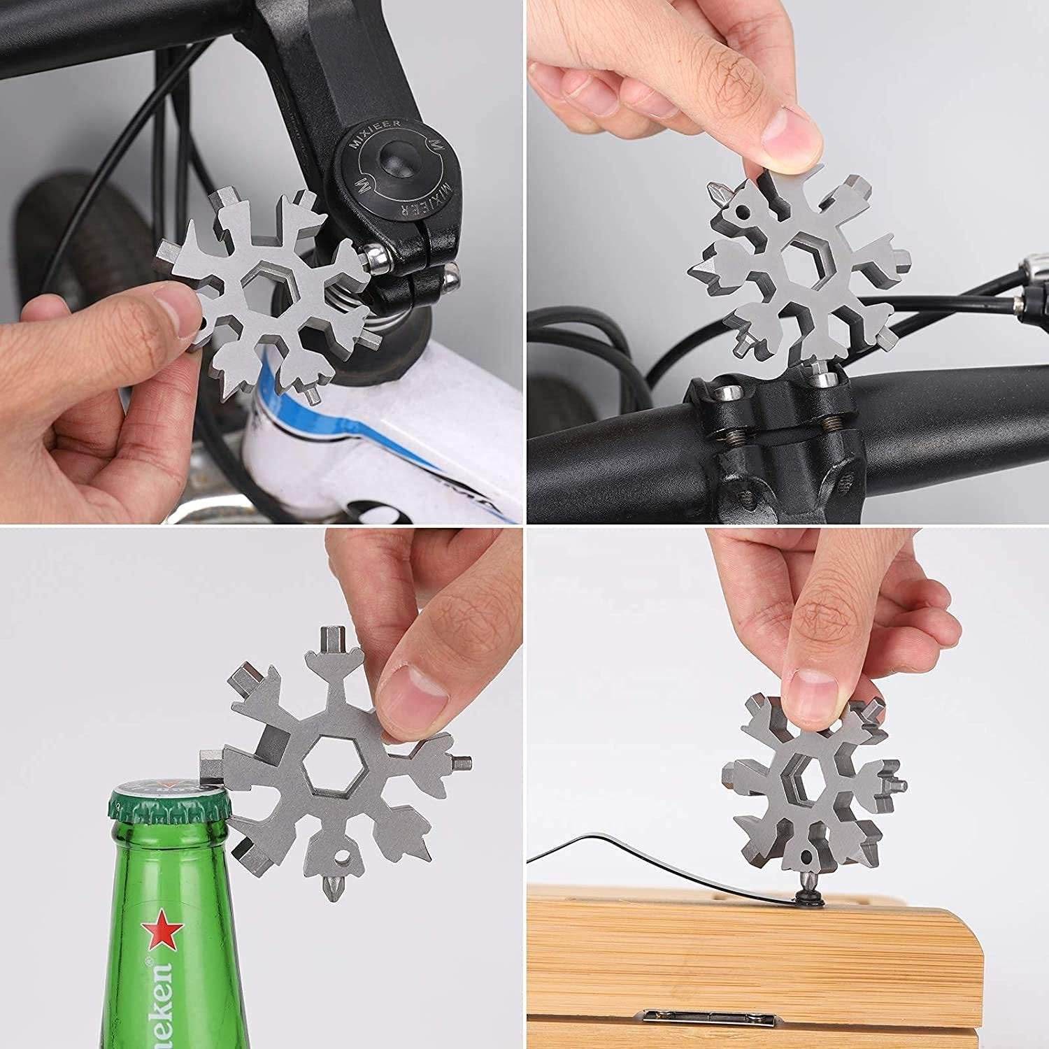 Durable & Portable 18 in 1 Snowflake Multi-Tool, Snowflake Bottle Opener Flat Phillips Screwdriver Kit Wrench - infinityexculsivestore.com