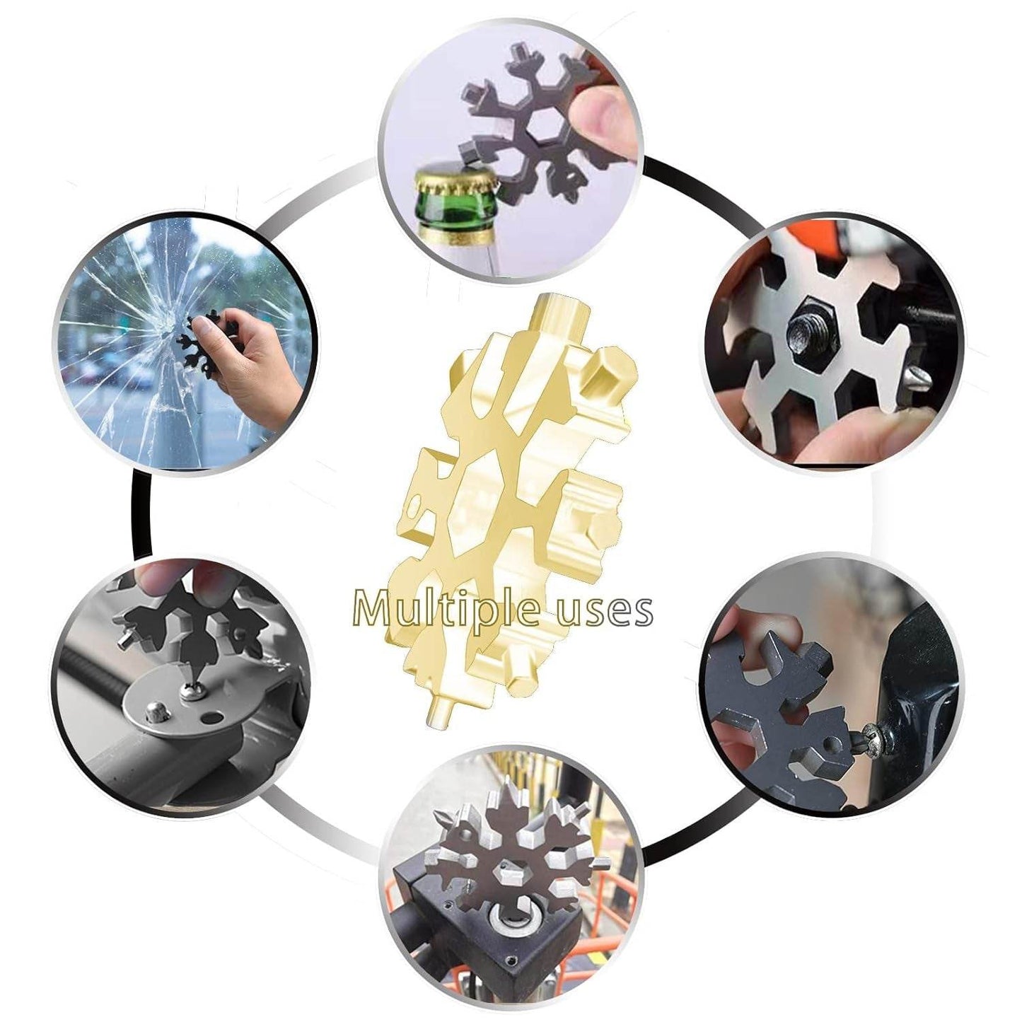 Durable & Portable 18 in 1 Snowflake Multi-Tool, Snowflake Bottle Opener Flat Phillips Screwdriver Kit Wrench - infinityexculsivestore.com