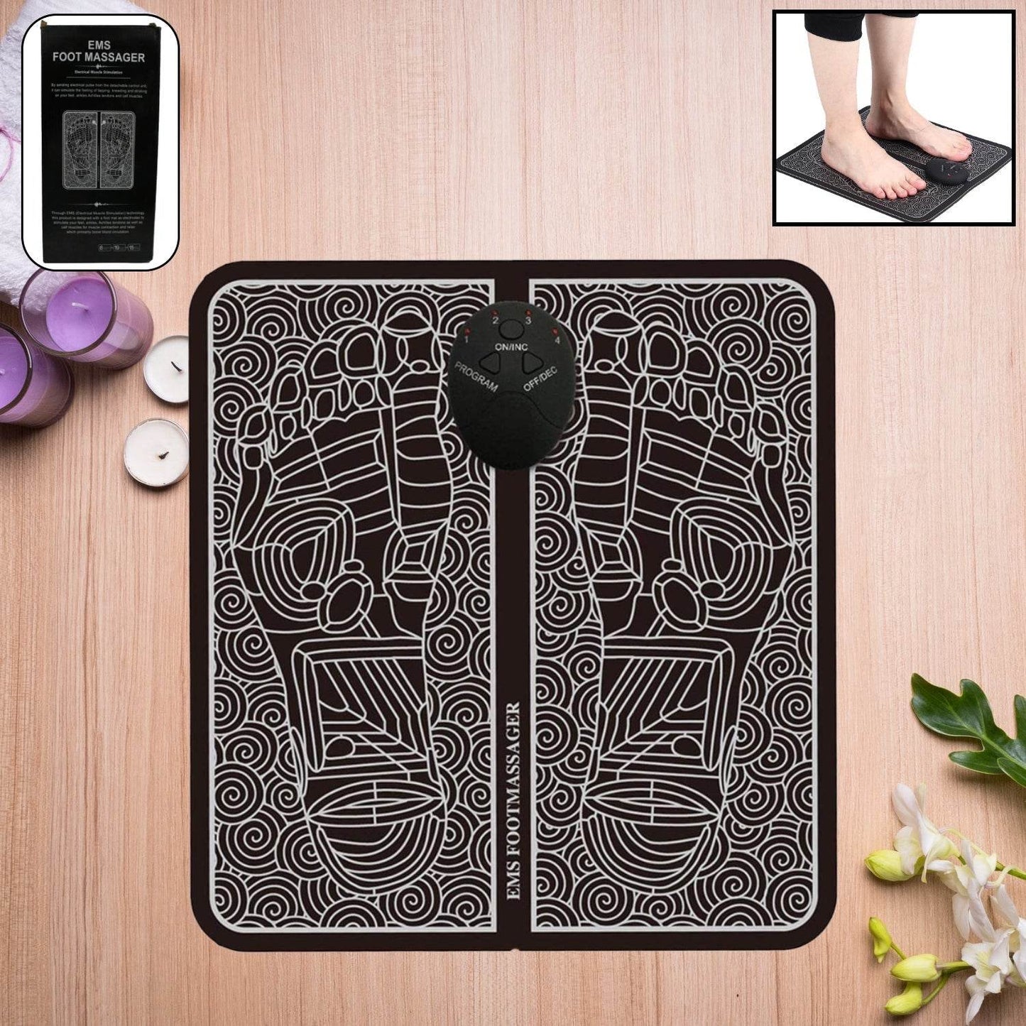 EMS Foot Massager, Electric Feet Massager, Deep Kneading Circulation Foot Booster for Feet and Legs Muscle Stimulator, Folding Portable Electric Massage Machine (Mix Design) - infinityexculsivestore.com