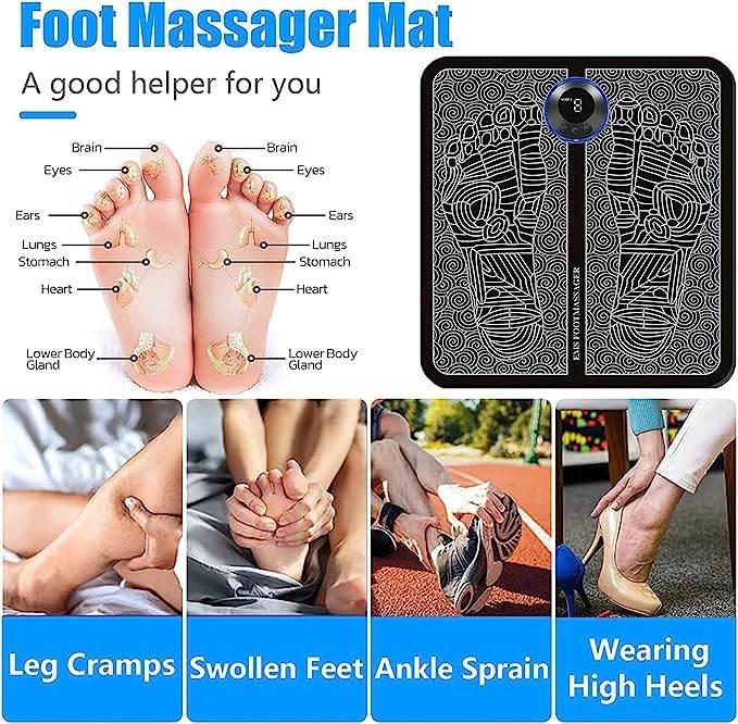 EMS Foot Massager, Electric Feet Massager, Deep Kneading Circulation Foot Booster for Feet and Legs Muscle Stimulator, Folding Portable Electric Massage Machine (Mix Design) - infinityexculsivestore.com