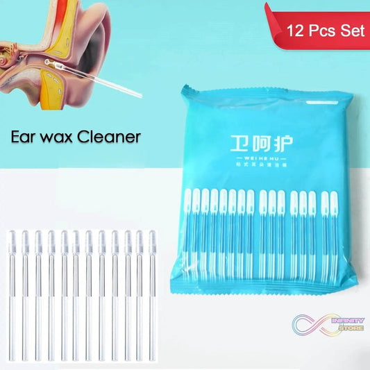 Ear wax Cleaner Stick Silicone Reusable Sticky Ear wax Removal Kit (12 Pcs Set) - infinityexculsivestore.com