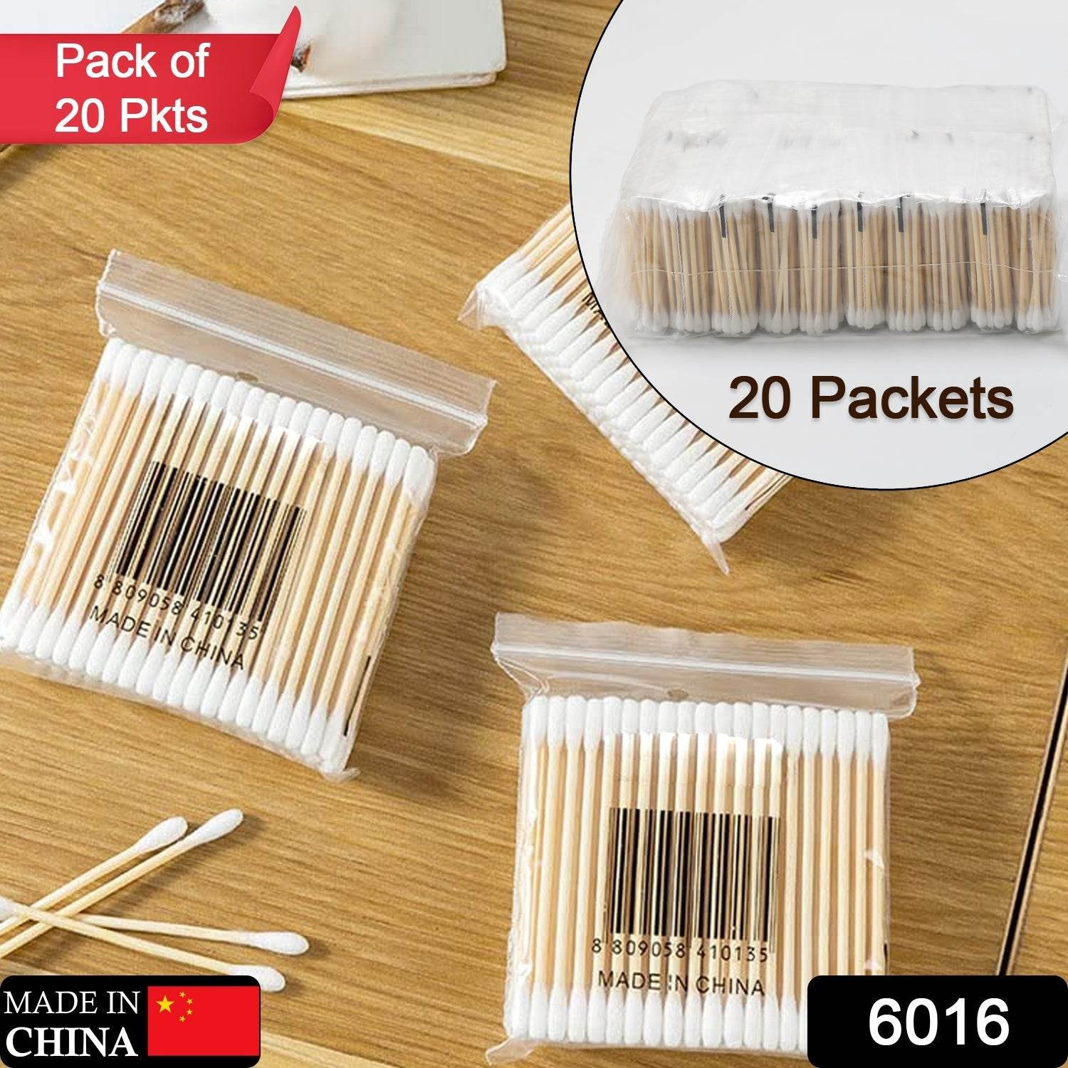 Eco-Friendly Bamboo Cotton Swabs with Wooden Handles (Pack of 20) - infinityexculsivestore.com