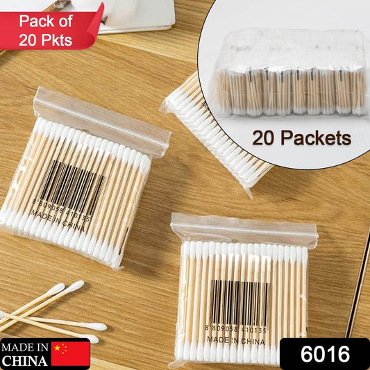 Eco-Friendly Bamboo Cotton Swabs with Wooden Handles (Pack of 20) - infinityexculsivestore.com