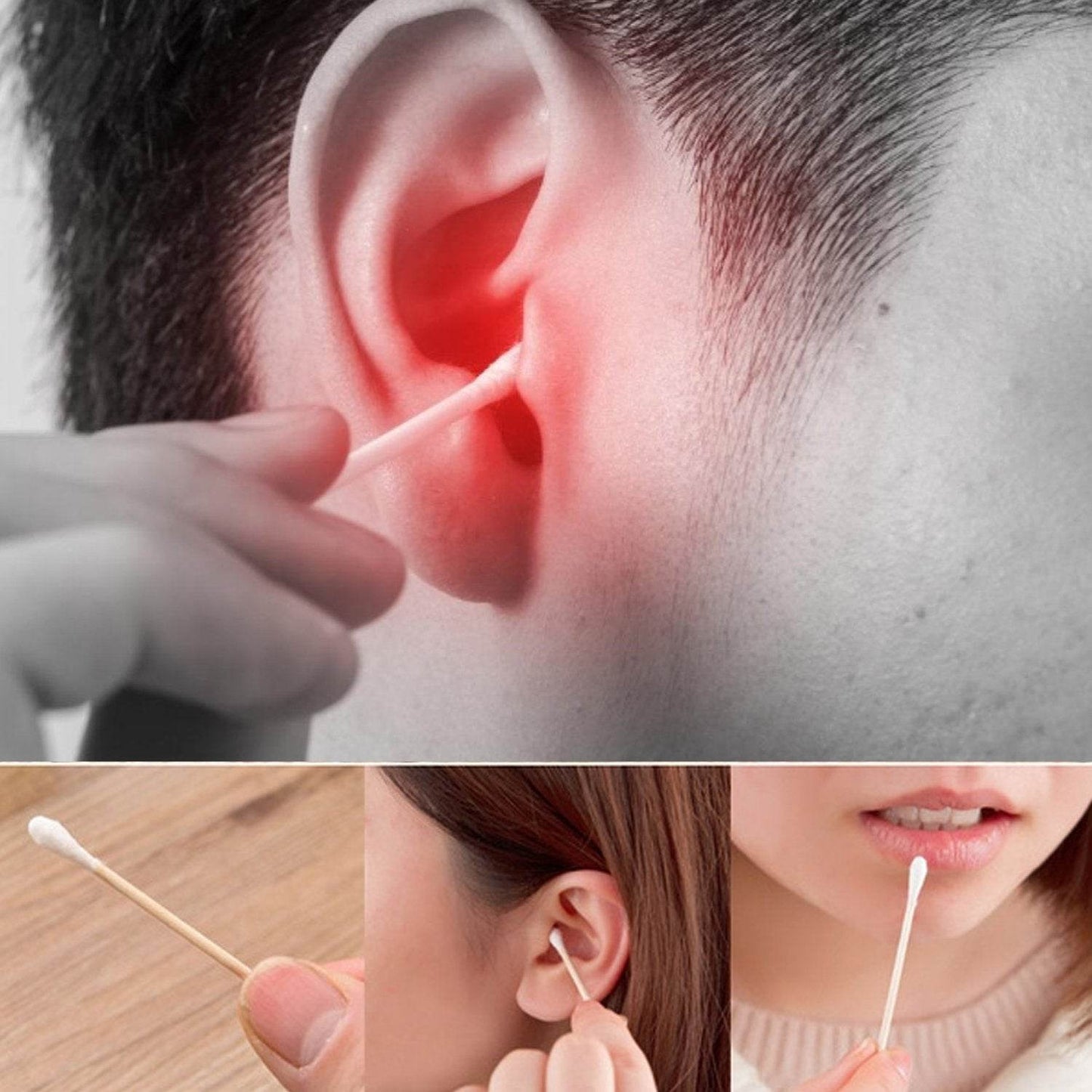 Eco-Friendly Bamboo Cotton Swabs with Wooden Handles (Pack of 20) - infinityexculsivestore.com