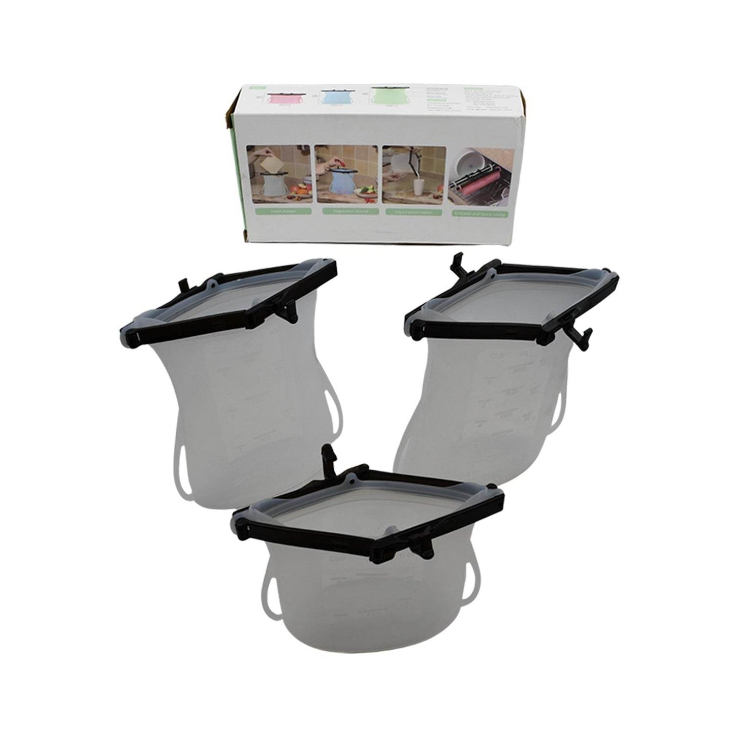 Eco-Friendly Food Storage: Reusable Silicone Bags (3-Pack) - Leakproof & Safe - infinityexculsivestore.com