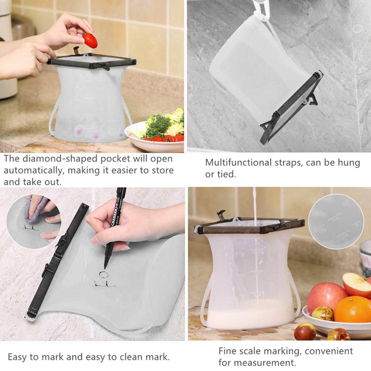 Eco-Friendly Food Storage: Reusable Silicone Bags (3-Pack) - Leakproof & Safe - infinityexculsivestore.com