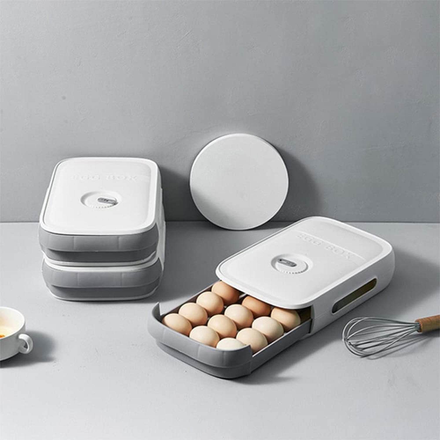 Egg Storage Box Plastic Egg Drawer Fridge Egg Organizer Egg Keeper Refrigerator Egg Drawer Plastic Egg Carton Covered Egg Holder Pantry Egg Bin Household Egg Tray (1 Pc) - infinityexculsivestore.com