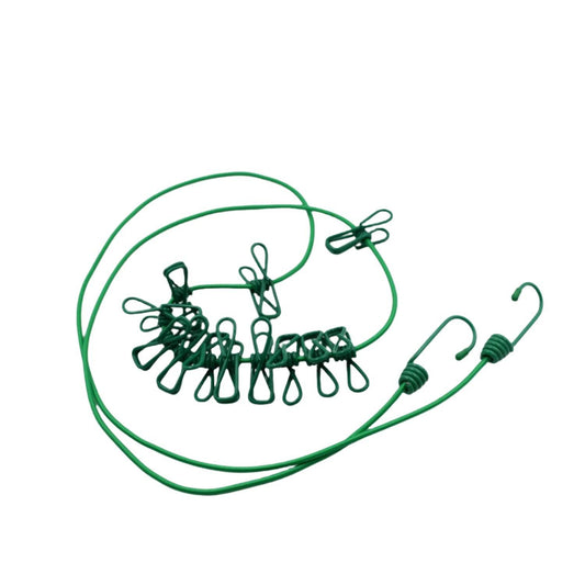 Elastic Cloth Drying Rope with 12 Metal Clip Portable Clothes line For Home & Travel - infinityexculsivestore.com