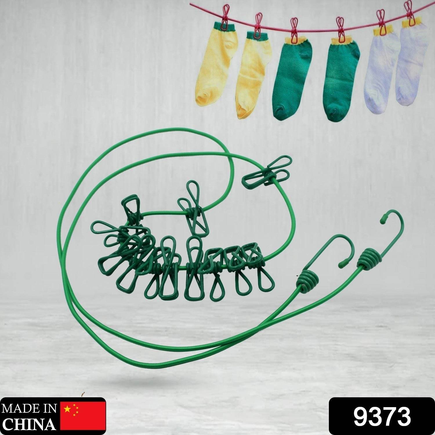 Elastic Cloth Drying Rope with 12 Metal Clip Portable Clothes line For Home & Travel - infinityexculsivestore.com