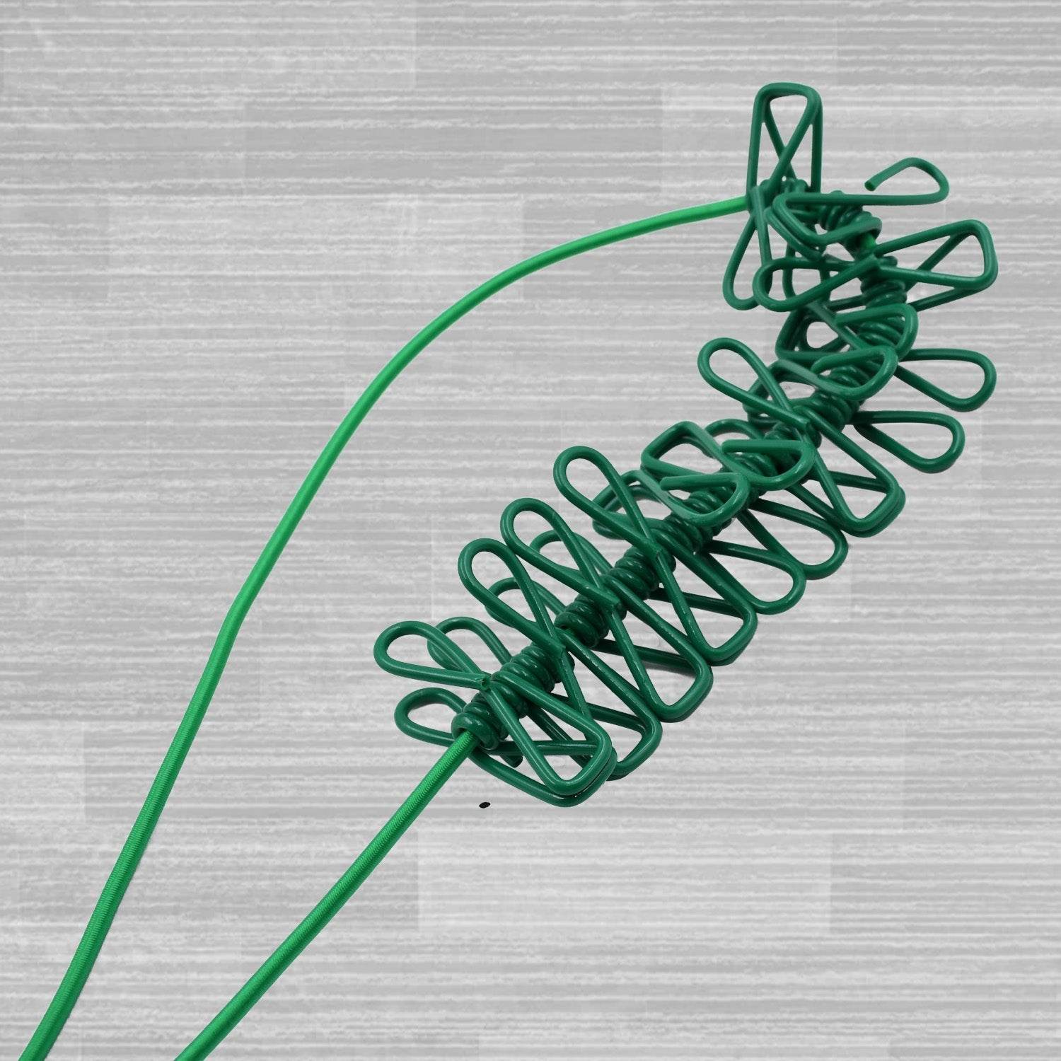 Elastic Cloth Drying Rope with 12 Metal Clip Portable Clothes line For Home & Travel - infinityexculsivestore.com