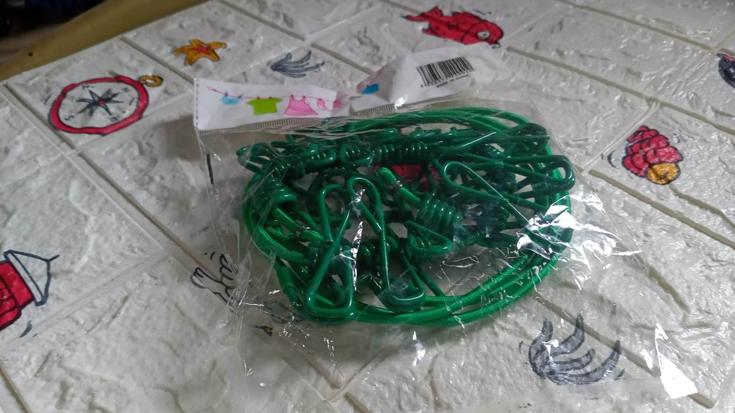 Elastic Cloth Drying Rope with 12 Metal Clip Portable Clothes line For Home & Travel - infinityexculsivestore.com